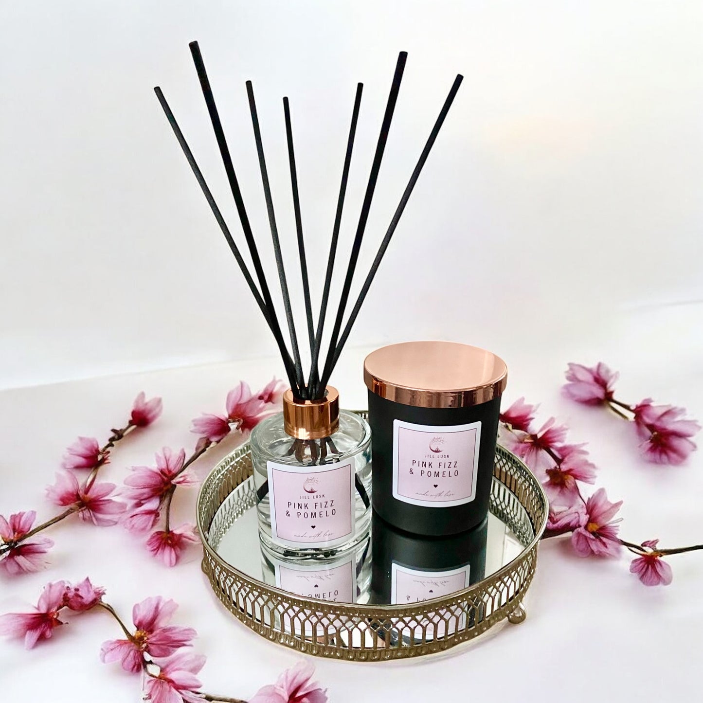 Candle & Diffuser Gift Box - Black Candle & Clear Diffuser