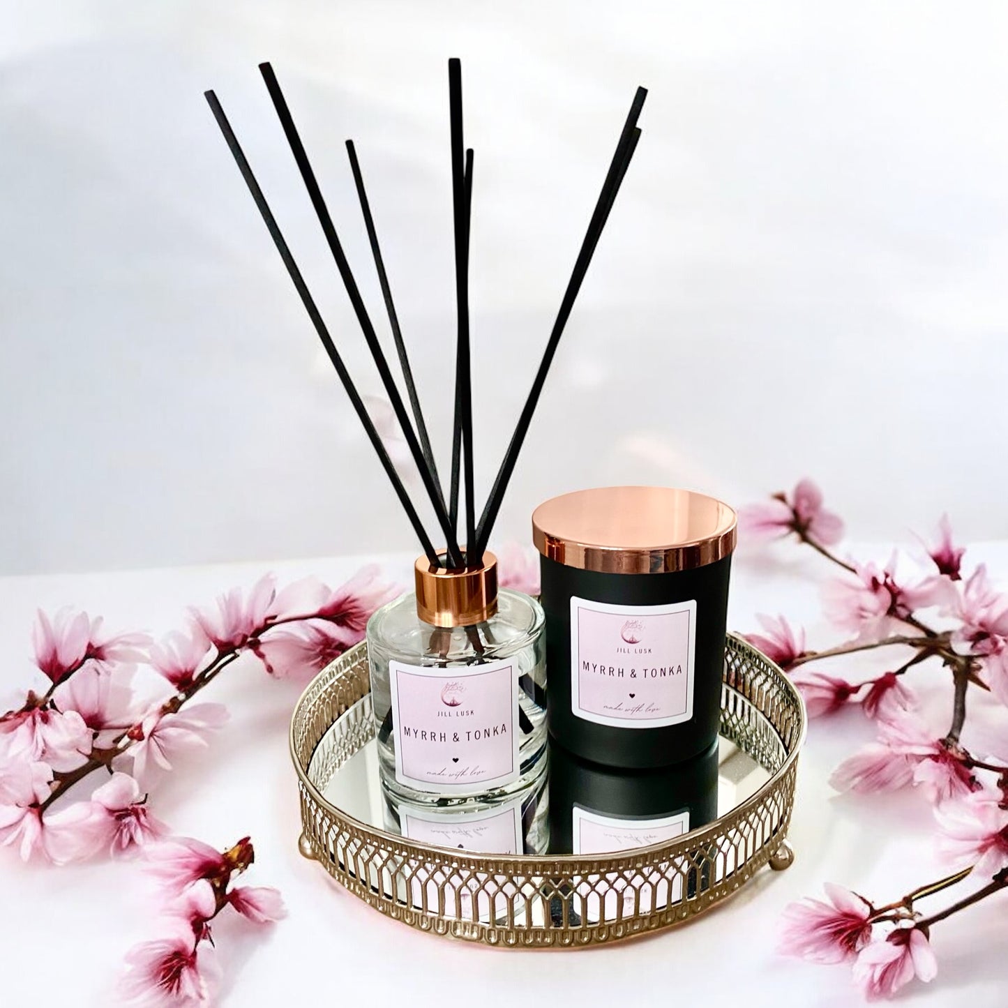 Candle & Diffuser Gift Box - Black Candle & Clear Diffuser