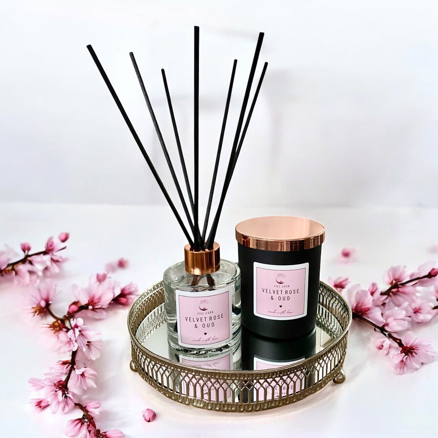 Candle & Diffuser Gift Box - Black Candle & Clear Diffuser