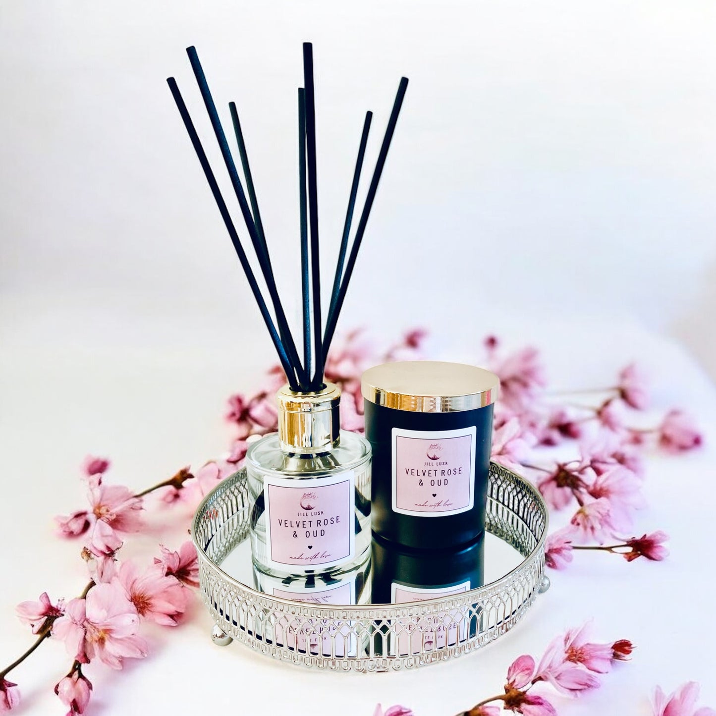 Candle & Diffuser Gift Box - Black Candle & Clear Diffuser