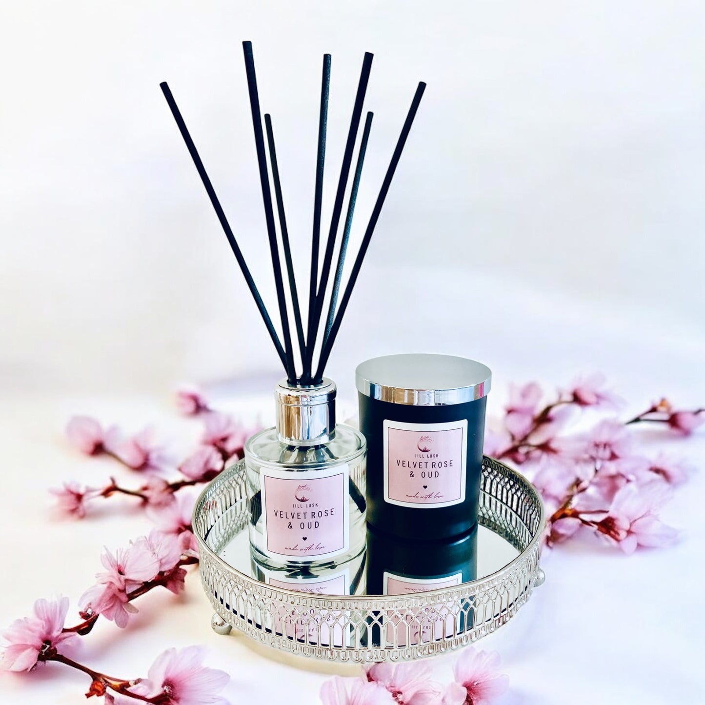 Candle & Diffuser Gift Box - Black Candle & Clear Diffuser