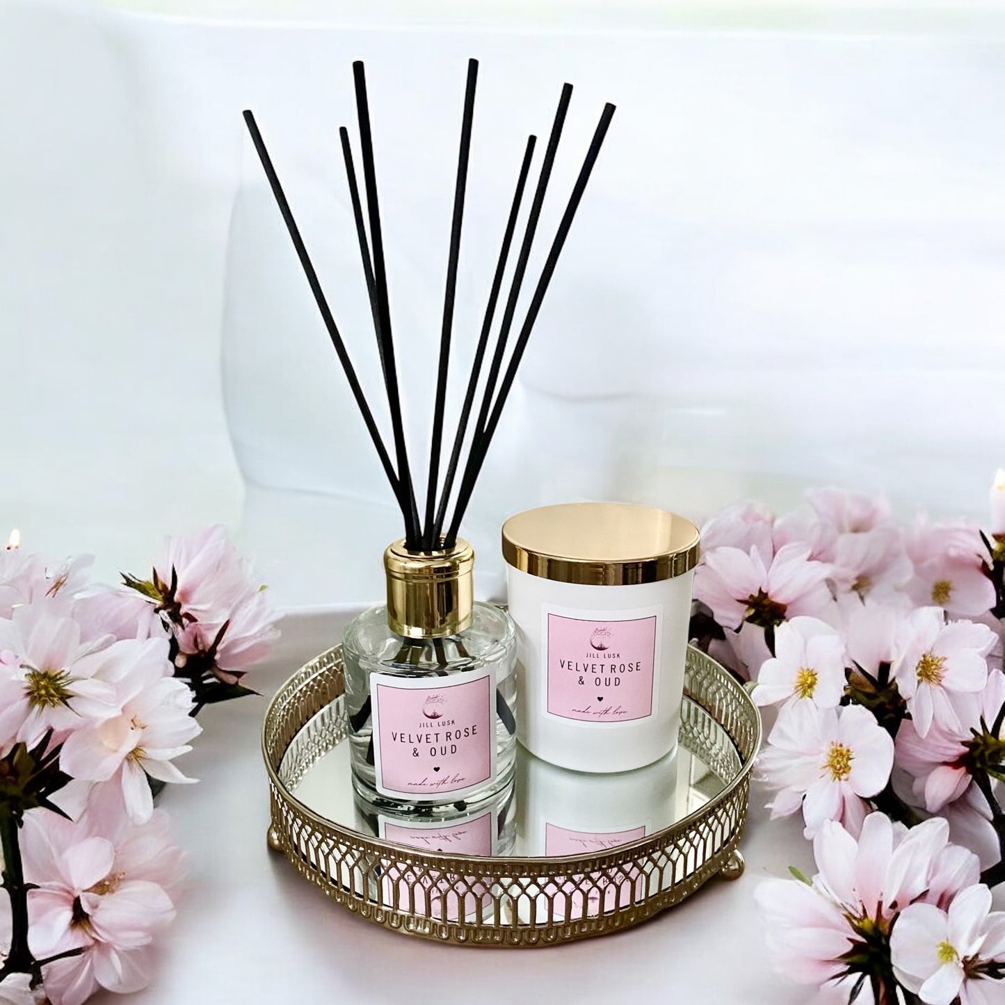 Candle & Diffuser Gift Box - White Candle & Clear Diffuser